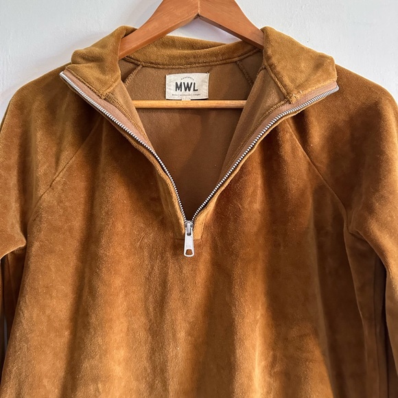 Madewell MWL Brown Orange Velour Half-Zip Sweatshirt Size XXS EUC - Picture 7 of 10